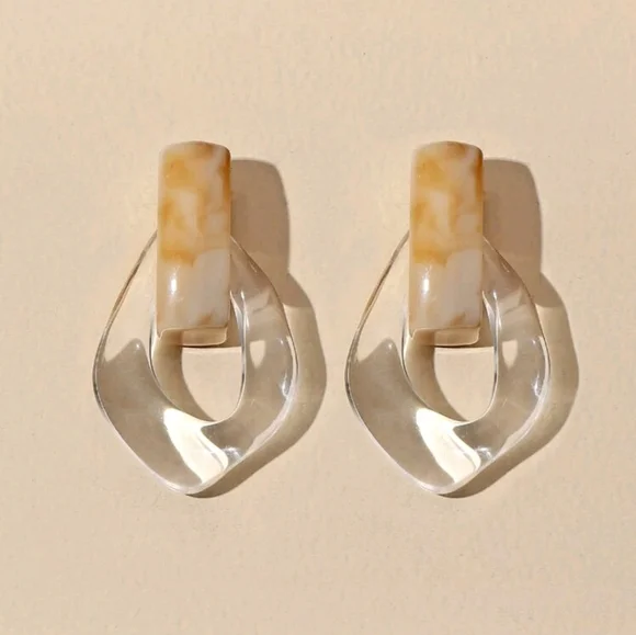 Hollow Drop Clear Earrings - Picture 2 of 9